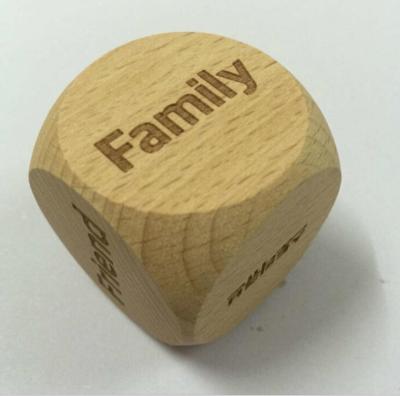 China Unfinished Wooden Dice Set Dice 20mm Beech Wood Custom Engraved Wooden Craft Dice for sale