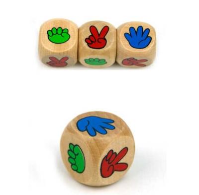 China Wooden Game Dice Rock-paper-scissors 6 Sided Printing Dice For Party , Family Games for sale