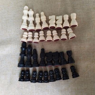 China Large 2.5 inch wooden black and creamy chess pieces set made of wood for replacement of missing pieces for sale