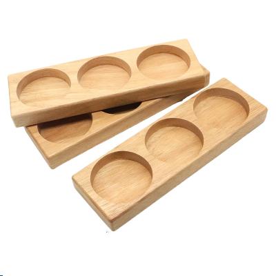 China Kitchen Tool 3 Holes Rack Display Holder Wooden Glass Bar Wine Drinks Cup Storage Serving Tray Kitchen Tools for sale