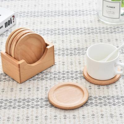 China Sustainable Eco=friendly Wooden Round Cup Coaster Wooden Stand for sale