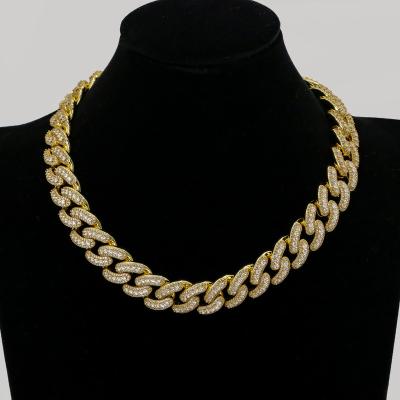 China Hiphop Competitive Price Miami Cuban Link Long Chain Necklace Gift Iced Out Zircon Gilded Cuba Chain for sale