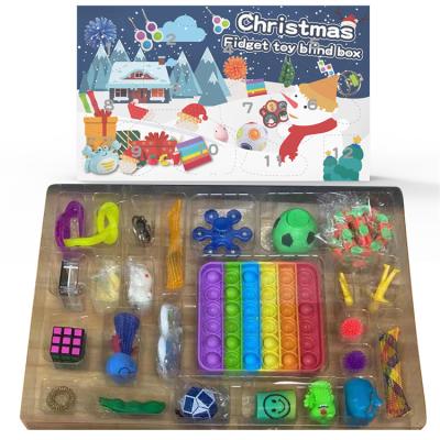 China Hottest Christmas Gifts Game Custom Gift Actions Prepare Colorful Simple Sensory Toys Printed Push Bubble Busy Person Toy Advent Calendar for sale