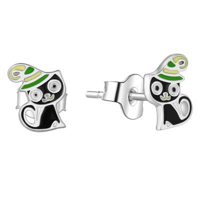 China Customized Cute Trendy Cute Kids Jewelry Rhodium Plated Children's 925 Sterling Silver Enamel Monkey Animal Stud Earrings Jewelry for sale