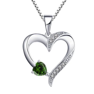 China Wholesale Romantic Classic Romantic Rhodium Plated Bling Cheap Custom Green Cubic Silver Heart CZ Pendant 925 Sterling Sterling for sale