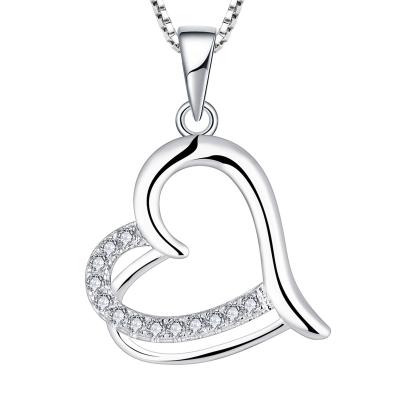 China Romantic Heart Oriented 925 Sterling Silver Women's Pendants Wholesale Romantic Love Zircon Diamond Rhodium Plated Custom Engagement for sale