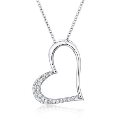 China Romantic Trendy Women's Minimalistic Birthday Love Gifts Rhodium Plated Solid 925 Sterling Silver Twisted Heart Pendant Charm for sale