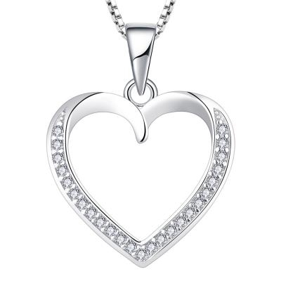 China OEM Mini Zircon Romantic Charm Pendants White Rhodium Plated 925 Sterling Silver Heart Shape Ladies Zirconia Pendant For Women for sale