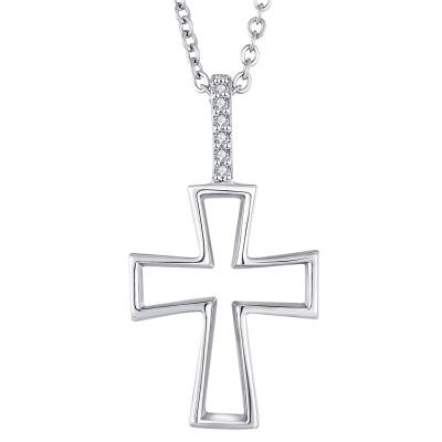 China Christian Religious Themed Pendants Gifts Religious Rhodium Plated Sterling Silver Unisex Women 925 Cross Pendants For Men Jewelry Making for sale