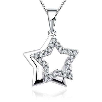 China Cheap Trendy Custom Stone Tasty Rhodium Plated CZ Silver CLASSIC Diamond Themed Classic Double Sterling Women Charms 925 Star Pendants for sale