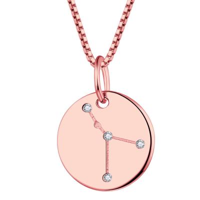 China OEM Designer Sterling Silver Charms Themed Custom Round Zircon Pendants Rose Gold Plated Pink Necklace TRENDY Women Gifts 925 for sale