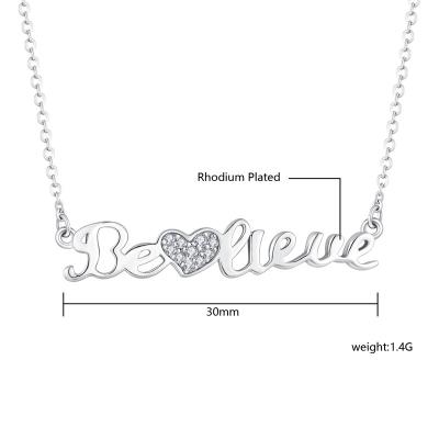 China Trendy Trendy Fashion Rhodium Plated 925 Sterling Silver Personalized Customize CZ Diamond Letter Name Pendant Necklace for Women Men for sale