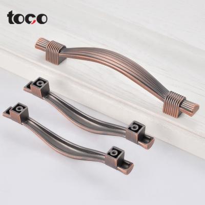 China Modern Toco Porcelain Kitchen Cabinet Zinc C Profile Refrigerator Drawer Pull Handles Quartz Crystal Powder Coated Kitchen Retro Style for sale