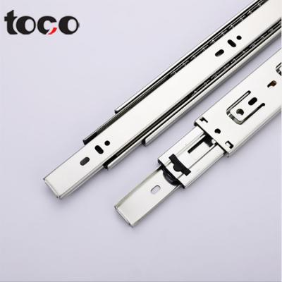 China Modern Toco Channel Furniture Ball Bearing Hardware Softening Telescopic Buffer Desk Drawer Slides File Rails for sale