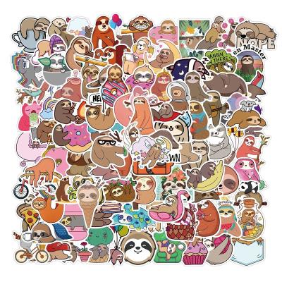 China 100Pcs Cute Cartoon Folivora Sticker Sloth Sticker For Kid Notebook Luggage Laptop DIY Bottle Cartoon Animal Stickers for sale