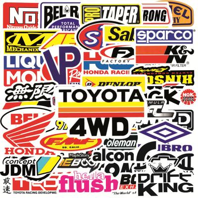 China 50Pcs Cartoon Racing Car JDM Logo Fashion Graffiti Sticker Car Laptop Phone Luggage Stickers For Label Package Waterproof Custom for sale