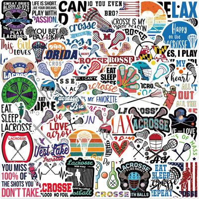 China 50Pcs Cartoon Sticker Lacrosse Waterproof Custom Custom Logo Sport Graffiti Stickers For Laptop Album Ball Games Sticker for sale