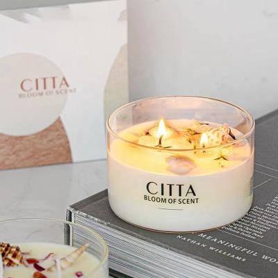 China Insti Romantic Low Temperature Soy Wax Niche Aromatherapy Wax Jar Scented Simple Transparent Glass Home Decoration for sale