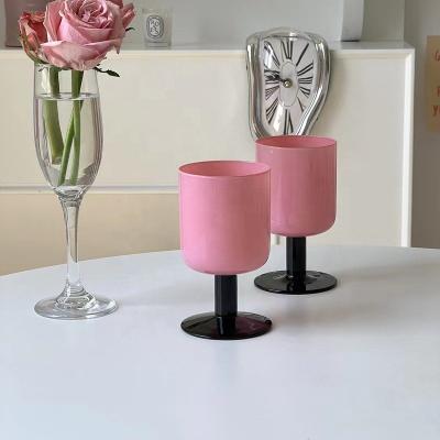 China Viable Youth Retro Creative French Pink Goblet INS Red Wine Wine Glass Juice Glass for sale