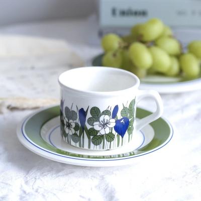 China Retro Simple Sustainable Finnish Vanilla Coffee Ceramic Cup And Saucer Ins. Afternoon Tea for sale