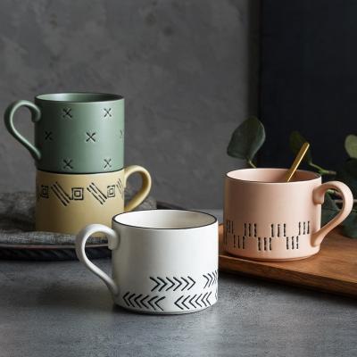 China Nordic Simple Creative Coffee Milk CIA Breakfast Cups Ceramic Painting Mugs for sale