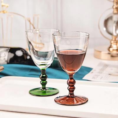 China Simple Green Tall Transparent Goblet Classical European Style Red Wine Glass Juice Glass Cup for sale