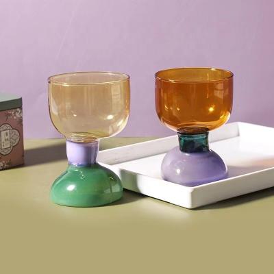 China KOREAN Irregular Shape Borosilicate Colorimetric High Color Handmade Ins Art Water Glass Cup for sale