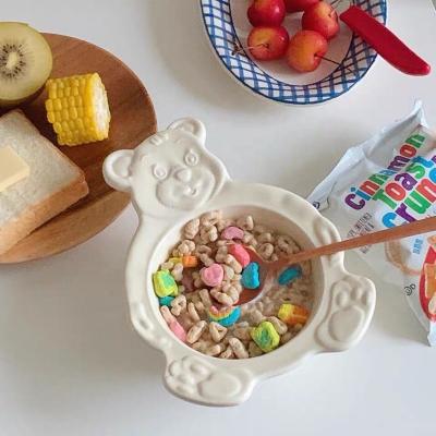 China Korean Cute Retro Bear Shape INS Bear Shape Salad Cereal Dessert Bowl for sale