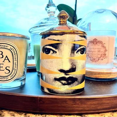 China Hunman face Central Institute of Statistics creative face storage jar living room decoration bedroom decoration ceramic candle jar for sale