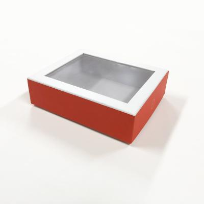 China Cheap Recyclable China Custom Made Fashion Cardboard Paper Gift Box With Clear Pet Window Lid for sale