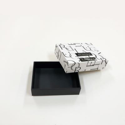 China Recycled Materials Custom Printed Black White Two Pieces Rigid Gift Cardboard Top And Lid Packaging Box for sale