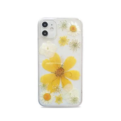 China New Fashion Shockproof Real Shockproof Phone Case Soft Epoxy Tpu Flowers Glitter Dry Pressed Back Cover For Iphone 11 pro 12 13 max X Xr for sale