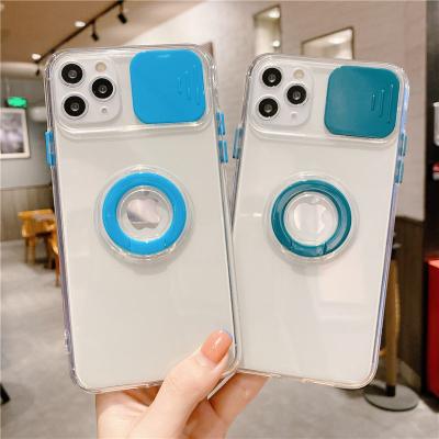 China New Hot Soft Shockproof Ring Holder Phone Case For TPU Slip Window Camera Lens Protector iphone 11 12 13 pro XR max X 7 8 plus for sale