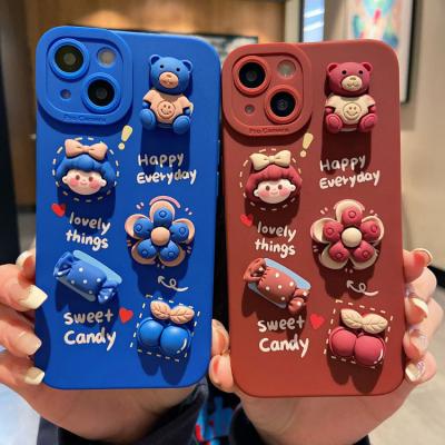 China Cute Cartoon Anime Bear Design 3D Shockproof Luxury Cell Phone Case Cover For iphone 6 xsmax plus 11 xr 7 8 X 12 13 pro max for sale