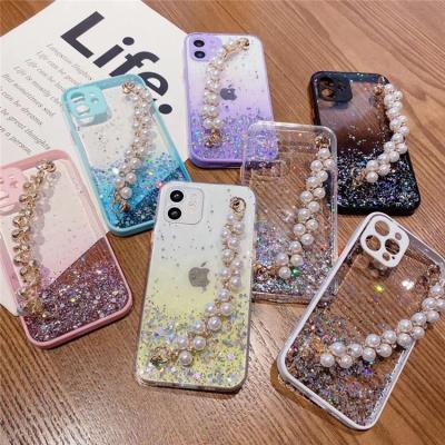 China 2021 Shockproof Luxury Pear Strap Lens Protector Glitter Shockproof TPU Cell Phones Case For iphone 12 13 pro 11 6 7 8 Max X XR for sale