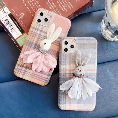 China New Designer Girly Rabbit Pattern Shockproof 3D Skirt TPU Back Cover Phone Case For iPhone 11 12 13 pro X Max XR XSmax for sale