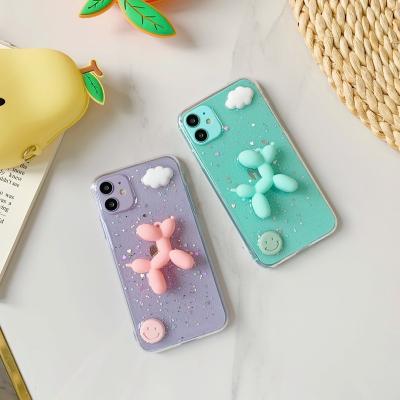 China 3d cartoon shockproof cute puppy transparent soft shockproof phone case cover for iphone 13/12/11 pro 7/8 max plus X xr for sale