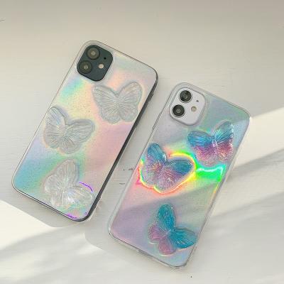 China Luxury Cute Well-designed Glitter Soft Epoxy Design 3d Crystal Butterfly Girly Shockproof Phone Case For iPhone 12/11 7/8 x for sale