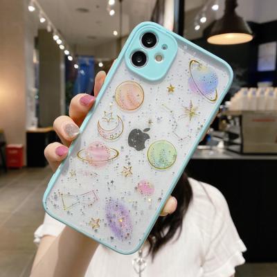 China Hot Trendy Shockproof Design Glitter Stars Moon Transparent Phone Case Camera Protective Back Cover For iphone 12/11 pro 7/8 plus max for sale