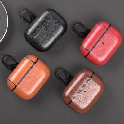 China High Quality Amazon Top High Protective Selling With Hook Microfiber Leather Wireless Earphone Case Cover For airpods 1 2 3 pro for sale