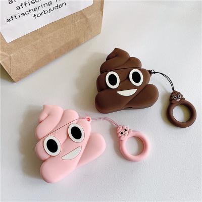 China High Poop Protective Cute Funny Design 3D Cartoon Soft Silicone With Key Chain Earphone Case Shockproof Cover For airpods 1/2 pro 3 for sale