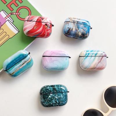 China Watercolor protective luxury marble top shockproof case for wireless earphone case accessories for airpods 1 2 pro for sale