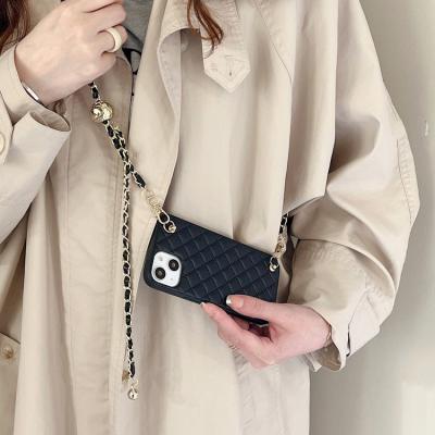 China Luxury Shockproof Lanyard Strap Cover Women Cross - Body Chain Leather Cell Phone Case For iphone 13 plus max 12 11 pro x xs max xr 6 7 8 for sale