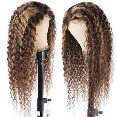 China Other 8-40 Inch 180 Density Curly Wig Highlights Piano Ombre Virgin Hair Original Hair Deep Wave Highlight Wig for sale