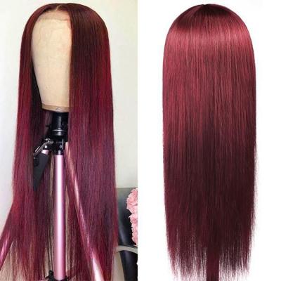 China Body Wave 9a 10a 12a Remy Human Hair 13x4 Swiss Red Colors Lace Front Human Hair Wigs 99j Burgundy for sale