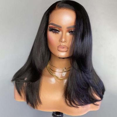 China Other South Indian Bleached Knots Raw Hair Wigs Cuticle Aligned Remy Origin Human Hair Transparent Lace Front Wigs for sale