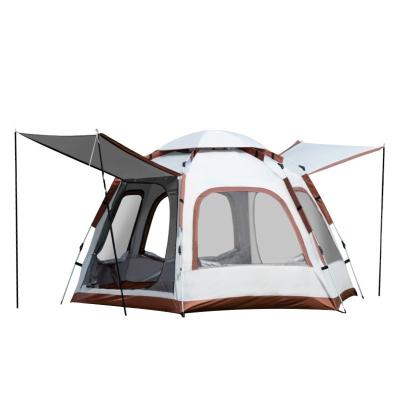 China Hexagonal/Diamond Ground Nail Outdoor automatic quickly open hexagonal tent rainproof and sun silver glue tent outdoor camping camping building-free for sale