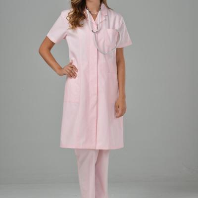 China Hospital Fashion Nurse Dress Uniform Pink Color for sale