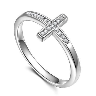 China FASHIONABLE Women's Exquisite Platinum Plated Ring Eternal Christian Cross Ring Fashion Party Gift Jewelry Waterproof Rings Great For Women for sale