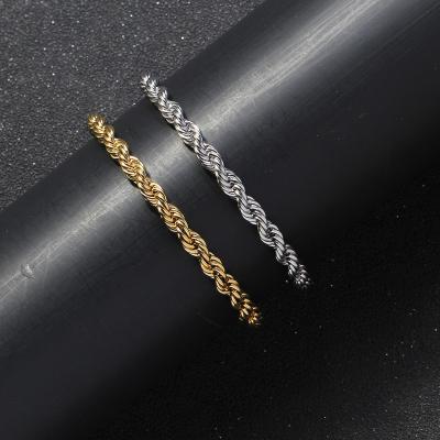 China 2022 TRENDY New Gold Plated Keel Chain Bracelet Fashion Jewelry of Stainless Steel for Women and Men Wedding Birthday Party Gift 5MM for sale